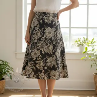Bawełniana tkanina JEANS EMBROIDERY Bouquet black