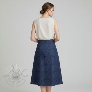 JEANS 9,5 OZ Embossed Flowers dark blue