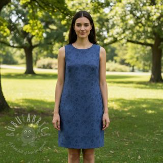 JEANS 9,5 OZ Embossed Flowers dark blue