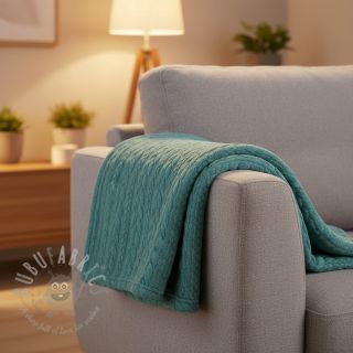 Dzianina swetrowa jacquard Cably dark green