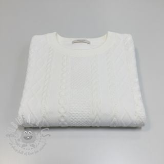 Dzianina swetrowa jacquard Cable white