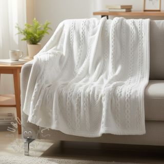 Dzianina swetrowa jacquard Cable white