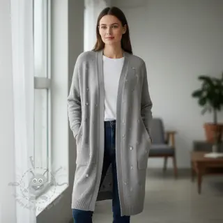 Dzianina swetrowa BIG KNIT DOT grey