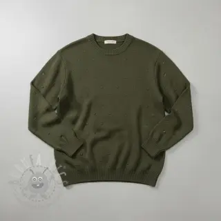 Dzianina swetrowa BIG KNIT DOT camo green