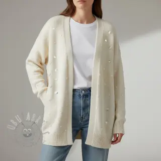 Dzianina swetrowa BIG KNIT DOT off white
