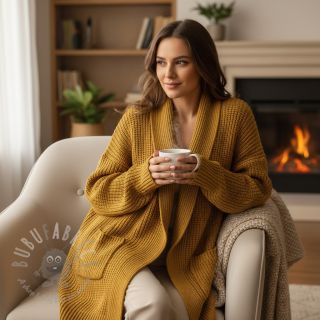 Dzianina swetrowa BIG KNIT mustard