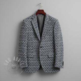 Dzianina swetrowa jacquard Comfilia Zigzag wavy blue