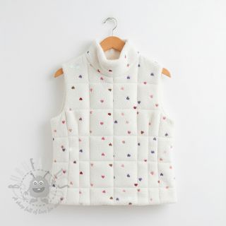 Tkanina płaszczowa TEDDY Tossed hearts multi