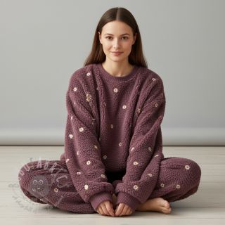 Tkanina płaszczowa TEDDY EMBROIDERY Mini rosewood