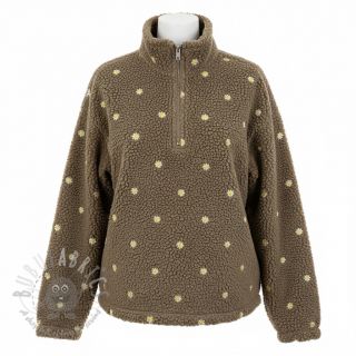 Tkanina płaszczowa TEDDY EMBROIDERY Mini taupe