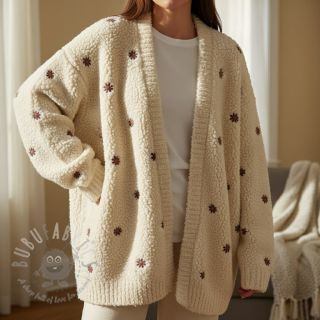 Tkanina płaszczowa TEDDY EMBROIDERY Mini ecru