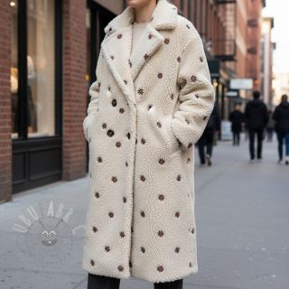 Tkanina płaszczowa TEDDY EMBROIDERY Mini ecru