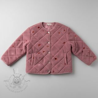 Tkanina płaszczowa EMBROIDERY Little mushrooms old pink