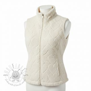 Tkanina płaszczowa TEDDY Hearts in hearts ecru