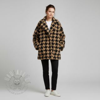 Tkanina płaszczowa TEDDY JACQUARD PIED DE POULE camel