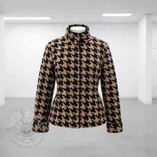 Tkanina płaszczowa TEDDY JACQUARD PIED DE POULE camel