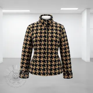 Tkanina płaszczowa TEDDY JACQUARD PIED DE POULE camel