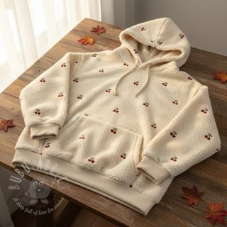 Tkanina płaszczowa TEDDY EMBROIDERY Cherries