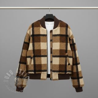 Tkanina płaszczowa Bouclé Squares design E