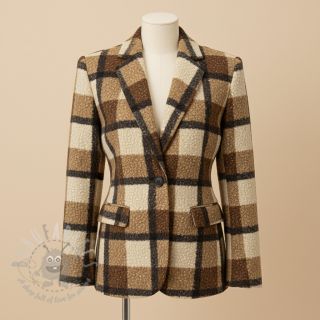 Tkanina płaszczowa Bouclé Squares design E