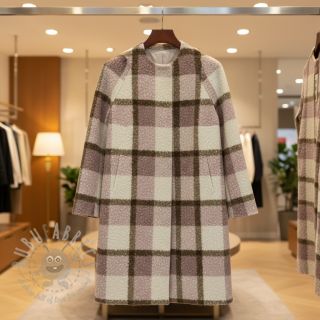 Tkanina płaszczowa Bouclé Squares design C