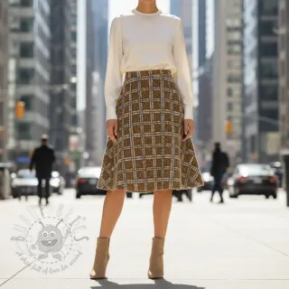 Tkanina płaszczowa Bouclé Squares design A