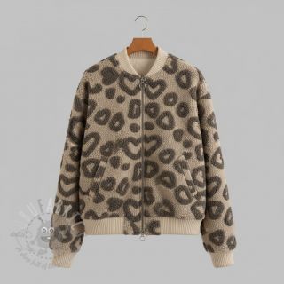 Tkanina płaszczowa TEDDY Hearts sand