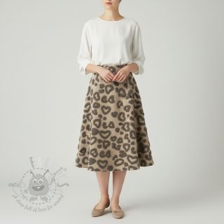 Tkanina płaszczowa TEDDY Hearts sand