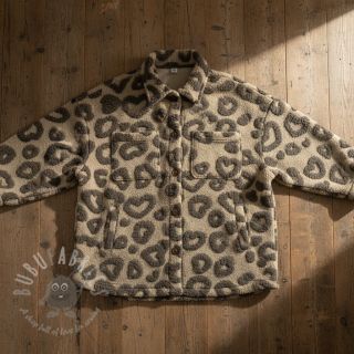 Tkanina płaszczowa TEDDY Hearts sand