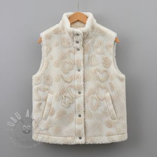 Tkanina płaszczowa TEDDY Hearts off white