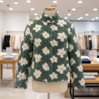 Tkanina płaszczowa TEDDY Daisy old green