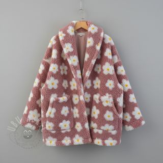 Tkanina płaszczowa TEDDY Daisy old pink