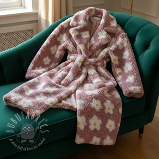 Tkanina płaszczowa TEDDY Daisy old pink