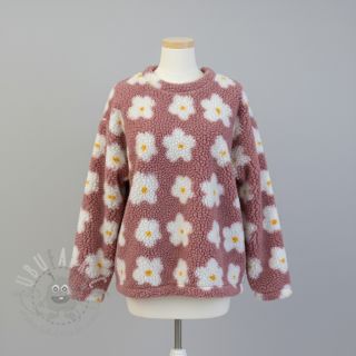 Tkanina płaszczowa TEDDY Daisy old pink