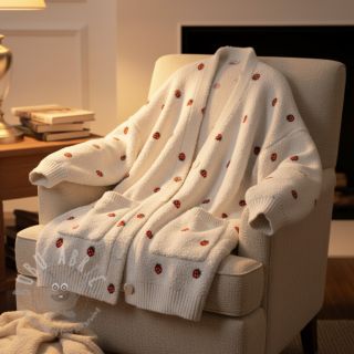 Tkanina płaszczowa TEDDY EMBROIDERY Strawberries off white