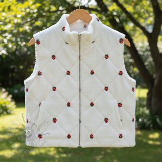 Tkanina płaszczowa TEDDY EMBROIDERY Strawberries white
