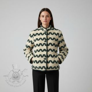 Tkanina płaszczowa TEDDY JACQUARD Waves army green