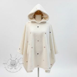 Tkanina płaszczowa TEDDY EMBROIDERY Hearts ecru