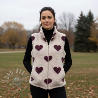 Tkanina płaszczowa TEDDY JACQUARD Hearts rouge