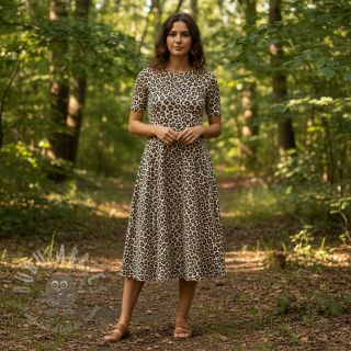 Sztruks STRETCH Little Leopard light sand