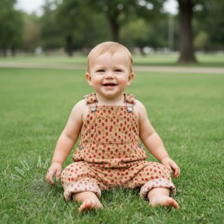 Sztruks STRETCH Little strawberries sand