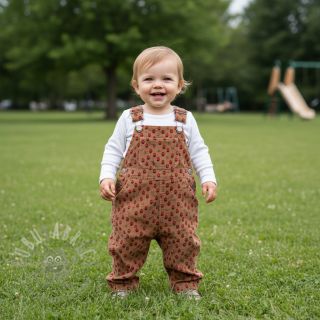 Sztruks STRETCH Little strawberries taupe