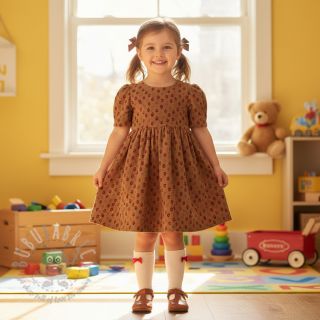 Sztruks STRETCH Little strawberries taupe