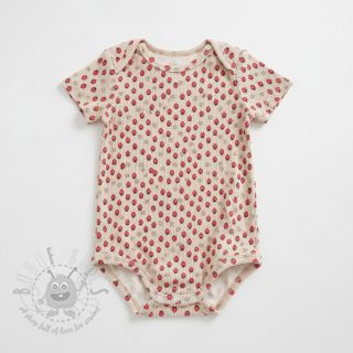 Sztruks STRETCH Little strawberries light sand