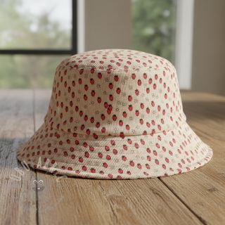 Sztruks STRETCH Little strawberries light sand