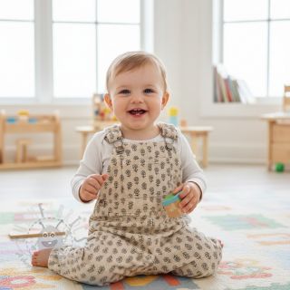 Sztruks STRETCH Little flower light sand