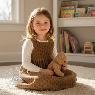 Sztruks STRETCH Little flower taupe