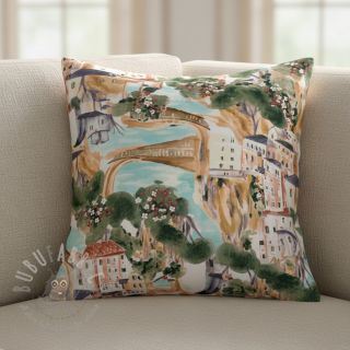 Tkanina dekoracyjna Houses ecru digital print