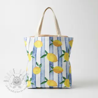 Tkanina dekoracyjna Lemons blue digital print