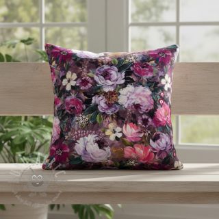 Tkanina dekoracyjna Oil painting flowers mauve digital print